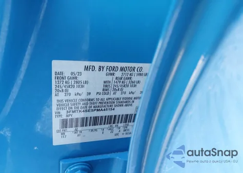 2023 Ford Mustang Mach-E Gt z USA, uszkodzony, nr VIN 3FMTK4SE5PMA45154